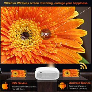 1080P Native WiFi Projector Bluetooth- XOPPOX HD Outdoor Movie Projector with 9000:1 Contrast for Home Cinema, Portable Video Projector Compatible PC/Laptop/Pad/ PS4/ Phones [Come with 100” Screen]