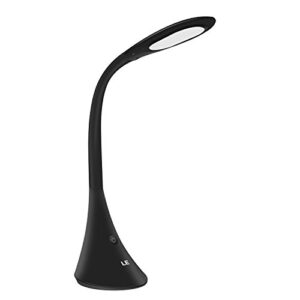 lighting ever 3100025-dw-us leled dimmable led desk lamp, 3 brightness levels, eye protection design reading lamp, touch sensitive control, table lamp, bedroom lamp, 5.51″ x 4.72″ x 22.05″, black