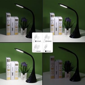 Lighting EVER 3100025-DW-US LELED Dimmable LED Desk Lamp, 3 Brightness Levels, Eye Protection Design Reading Lamp, Touch Sensitive Control, Table Lamp, Bedroom Lamp, 5.51" x 4.72" x 22.05", Black