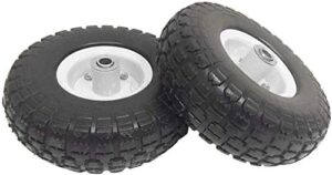 ez travel collection, heavy duty flat free 10″ tire wheels, tires for wagon, dolly, hand truck, and cart – pack of two (white)