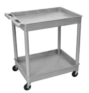 luxor/h.wilson 2 shelf utility tub cart, gray (tc11-g), 24 l x 32 w x 37 5 h