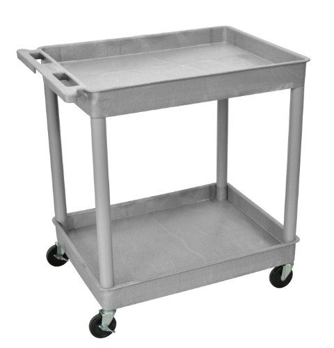 Luxor/H.Wilson 2 Shelf Utility Tub Cart, Gray (TC11-G), 24 L x 32 W x 37 5 H