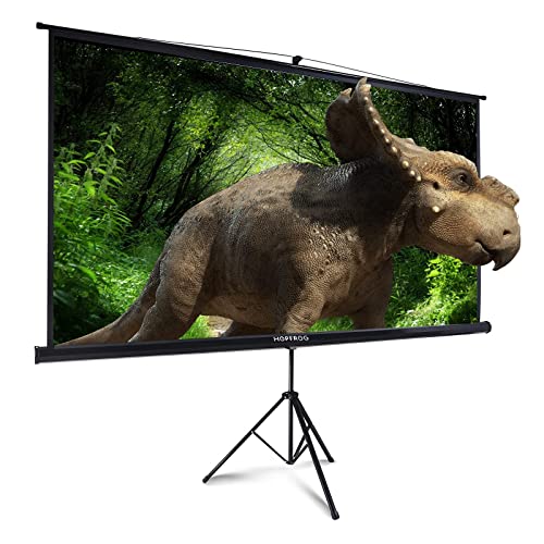 100 Inch Projector Screen with Stand for Movie Projection, Large White Movie Screen, Portable Video Projection Screen for Backyard Home Theater, Office Meeting Room, Outdoor Advertising Camping