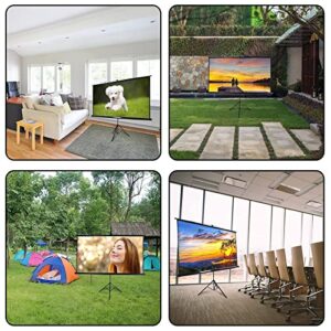 100 Inch Projector Screen with Stand for Movie Projection, Large White Movie Screen, Portable Video Projection Screen for Backyard Home Theater, Office Meeting Room, Outdoor Advertising Camping