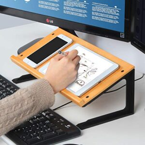 j jakcube design tablet smartphone book stand desk, wooden display organizer, document copy notebook holder for monitor – mk294d