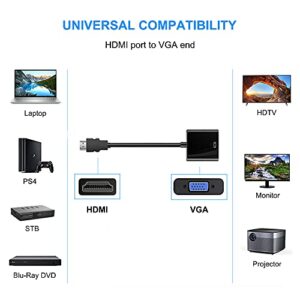 leizhan HDMI to VGA Adapter Cable, HDMI Male to VGA Female Converter with 3.5mm Audio Jack Compatible with Computer PC Laptop Monitor Projector HDTV Ultra-Book Raspberry Pi Chromebook