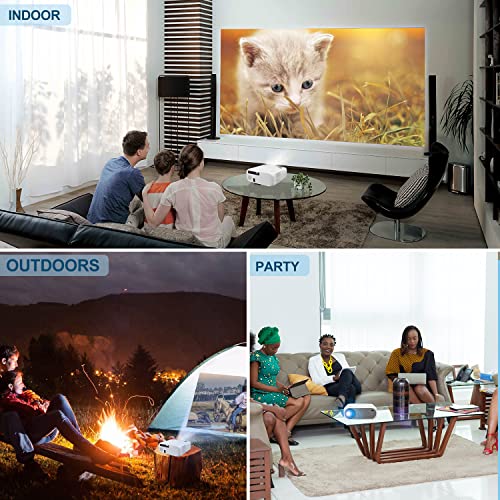 1080P Projector Full HD, Wi-Fi Bluetooth Projector ,8500 lumens Movie Projector, 4D Keystone Correction, 6000 Hours of lamp Life, 50 "- 200" Screen Display, Suitable for a Home Theater