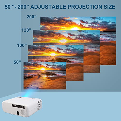 1080P Projector Full HD, Wi-Fi Bluetooth Projector ,8500 lumens Movie Projector, 4D Keystone Correction, 6000 Hours of lamp Life, 50 "- 200" Screen Display, Suitable for a Home Theater