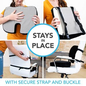 Office Chair Seat Cushion for Tailbone Pain Relief & Lumbar Support Pillow for Office Chair with Dual Adjustable Straps, Lower Back, Coccyx, Sciatica, Hip, Memory Foam Orthopedic Chair Pad (Combo)