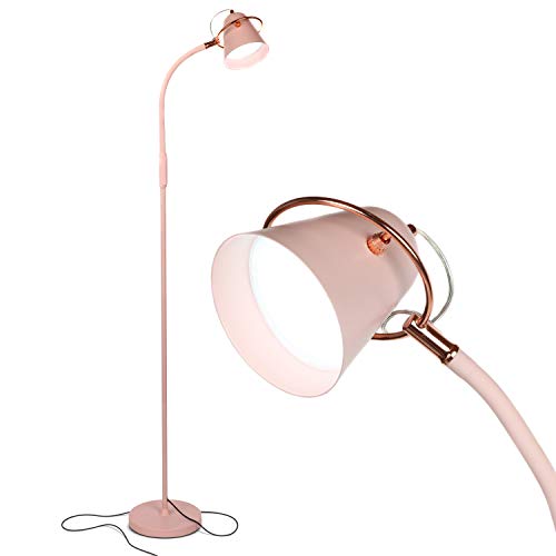 Brightech Zoey LED Floor Lamp - Flexible, Bright Standing Task Light for Puzzles, Crafting, Sewing and Reading - Perfect Dimmable Lighting for Kids Bedrooms, Desks, Nurseries, & Offices - Pastel Pink