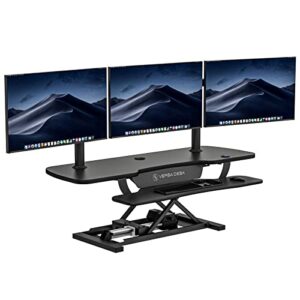 versadesk electric standing desk converter, powerpro height-adjustable sit stand desktop riser, keyboard tray, usb charging port, 48″ x 24″, black