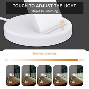 LED Desk Lamps with Wireless Charger, Table Lamps with Adjustable Brightness,Dimmable Eye-Caring Reading Desk Light for Office , Touch Control for Home ,Eye Protection Table Light for Office Bedroom