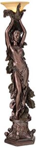 design toscano the peacock goddess sculptural floor torchière lamp, 74 inch, bronze verdigris finish
