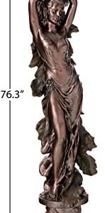 Design Toscano The Peacock Goddess Sculptural Floor Torchière Lamp, 74 Inch, Bronze Verdigris Finish
