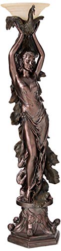 Design Toscano The Peacock Goddess Sculptural Floor Torchière Lamp, 74 Inch, Bronze Verdigris Finish