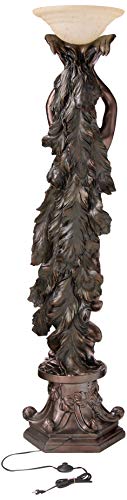 Design Toscano The Peacock Goddess Sculptural Floor Torchière Lamp, 74 Inch, Bronze Verdigris Finish