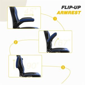 Gaming Office Chairs - Ergonomic Computer Gamer Chairs, Adjustable Height & Swivel, Padded Armrest & Lumbar Support Mid Back Leather Office Desk Chair