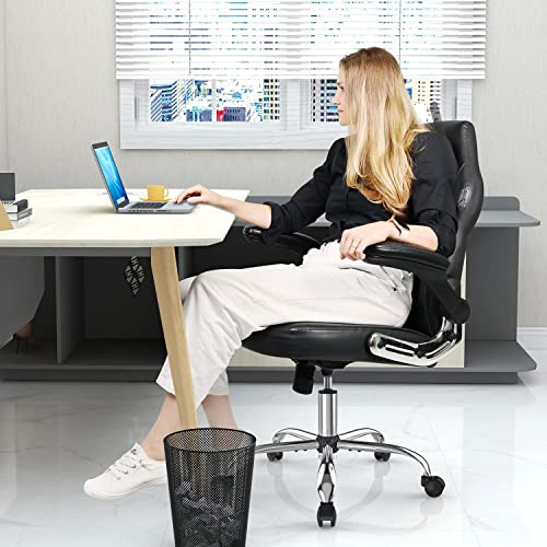 Gaming Office Chairs - Ergonomic Computer Gamer Chairs, Adjustable Height & Swivel, Padded Armrest & Lumbar Support Mid Back Leather Office Desk Chair