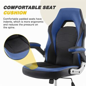 Gaming Office Chairs - Ergonomic Computer Gamer Chairs, Adjustable Height & Swivel, Padded Armrest & Lumbar Support Mid Back Leather Office Desk Chair