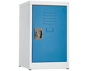 adiroffice kids steel metal storage locker – for home & school – with key & hanging rods (24 in 1 door, blue)