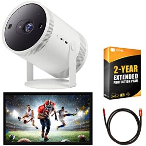 samsung the freestyle projector, up to 100″ screen, smart tv, 360 degree sound (sp-lsp3blaxza) bundle with 2 yr cps protection pack, deco gear hdmi cable and 120″ screen