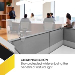 Obex 18" Frosted Acrylic Cubicle Mounted Privacy Panel with Large Brackets, Aluminum Frame, 18" x 60"