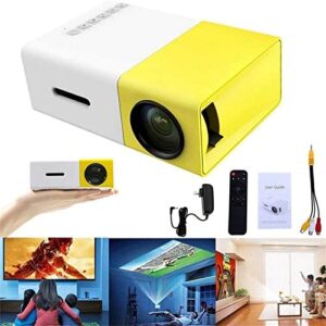 leadmall mini projector, 1080p home cinema usb hdmi av sd mini portable hd led projector, ideal for home entertainment in dark. (yellow)