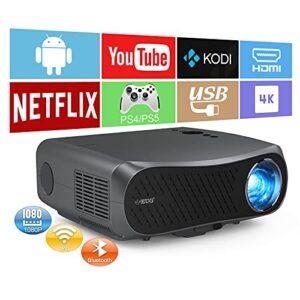 1080p native 5g wifi projector with bluetooth ai android 4k supported 10,000lumen ultra hd smart projectors wireless phone cast outdoor/home theater system 2g+16g
