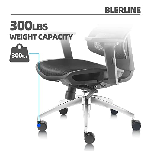 blerline Ergonomic Office Chair, Tall Comfortable Home Office Computer Desk Chair with Wheels, with 4d Armrests Headrest High Back Lumbar Support Reclining Mesh Office Chair, for Gaming, Work (Black)