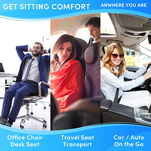 Stuffed Seat Cushion for Office Chair, Large Memory Foam Seat Cushion for Long Sitting, Butt Pillow for Lower Back, Coccyx, Tailbone Pain Relief