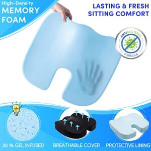 Stuffed Seat Cushion for Office Chair, Large Memory Foam Seat Cushion for Long Sitting, Butt Pillow for Lower Back, Coccyx, Tailbone Pain Relief