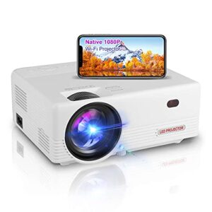 native 1080p projector, wifi projector, oseven portable movie projector supported 4k, compatible with smartphone, tv stick, hdmi, vga, usb, laptop, tablet，ios & android