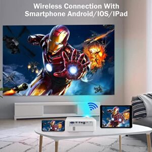 Native 1080P Projector, WiFi Projector, OSEVEN Portable Movie Projector Supported 4K, Compatible with Smartphone, TV Stick, HDMI, VGA, USB, Laptop, Tablet，iOS & Android