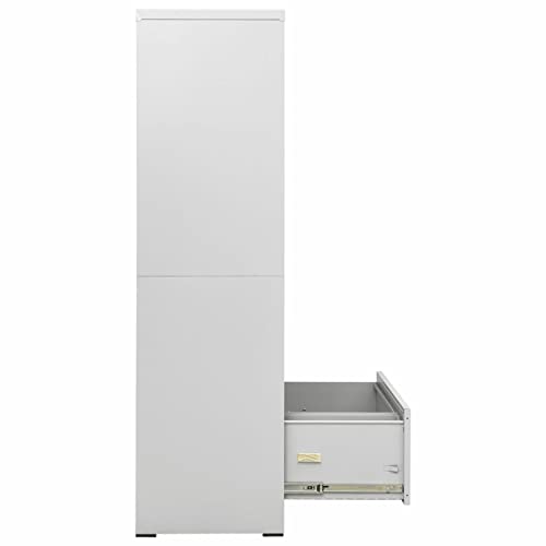 Festnight 5 Drawers Filing Cabinet Rolling Filing Cabinet Mobile File Cabinet with Lock for Home, Office Light Gray 35.4"x18.1"x64.6" Steel