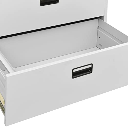 Festnight 5 Drawers Filing Cabinet Rolling Filing Cabinet Mobile File Cabinet with Lock for Home, Office Light Gray 35.4"x18.1"x64.6" Steel