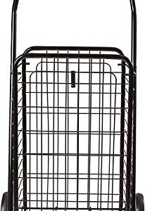 DMI Utility Cart with Wheels, Grocery and Shopping Cart, Laundry Cart, Stair Climber Cart, Lightweight, Holds up to 90 Pounds, Compact and Foldable, Black