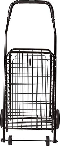 DMI Utility Cart with Wheels, Grocery and Shopping Cart, Laundry Cart, Stair Climber Cart, Lightweight, Holds up to 90 Pounds, Compact and Foldable, Black