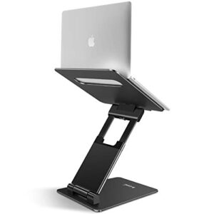b-land laptop stand, adjustable laptop stand holder ergonomic laptop riser aluminum computer stand compatible with macbook, air, pro, dell xps, samsung, lenovo, alienware all laptops 10-17″ (black)