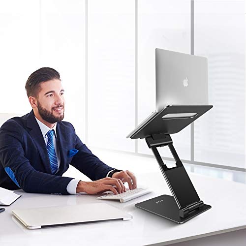 B-Land Laptop Stand, Adjustable Laptop Stand Holder Ergonomic Laptop Riser Aluminum Computer Stand Compatible with MacBook, Air, Pro, Dell XPS, Samsung, Lenovo, Alienware All Laptops 10-17" (Black)