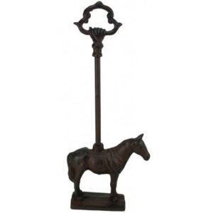 standing horse door stop porter with handle, rustic cast iron, 18-inch