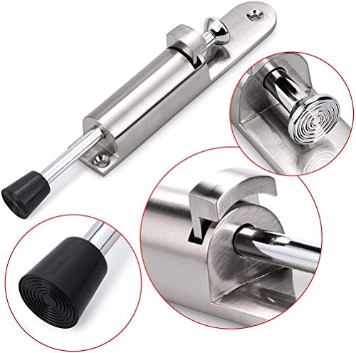 Spring Loaded Telescopic Door Stopper,Easy Step Door Stop,Adjustable Height Heavy Duty Kick Down Door Stop, Silver