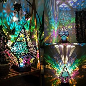 Colorful 3D Projection Hollow Lamp, Large Floor Lamp Led Colorful Diamond Lights, Bohemian Floor Decorative Lamp, Night Decorative LED Light for Living Room Home Decor Modern Floor Lamp