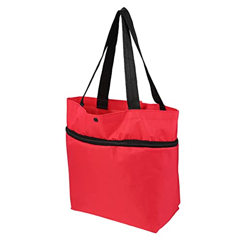 Collapsible Trolley Bags Collapsible Trolley Bags with Wheel Folding Shopping Cart Tote Grocery Pouch for Vegetables Fruit Goodies Organizer Red Trolley Folding Shopping Bag