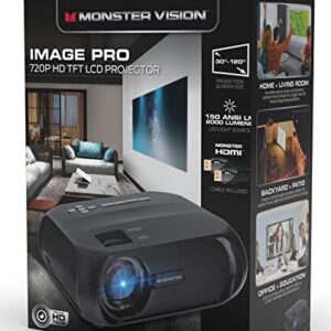 Monster Image Pro Extra-Bright LCD Projector, 2000 Lumens, Projects Up to 16ft, Max Resolution: 1080 HD, Universal Image/Audio/Video Support, AV/USB/HDMI/SD Input