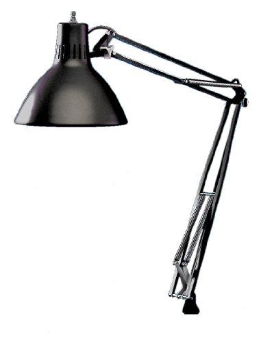 Luxo LS1ABK LS 23W CFL Task Light, 45" Powder-Coated Arm with External Springs, Edge Clamp, Black