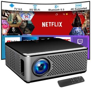 wtonisy android home projector with wifi and bluetooth,1080p native projector full hd,50-240 inch big screen smart projector 4k with apps and bluetooth built in