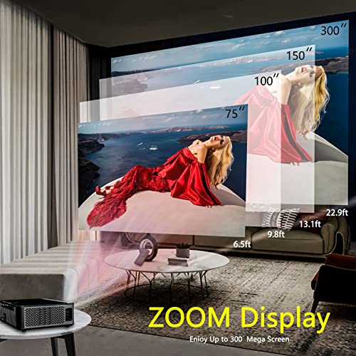 WTONISY Android Home Projector with WiFi and Bluetooth,1080p Native Projector Full HD,50-240 Inch Big Screen Smart Projector 4k with APPs and Bluetooth Built in