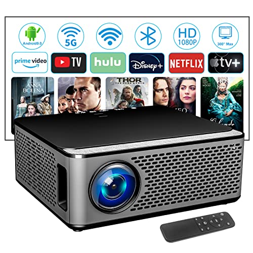 WTONISY Android Home Projector with WiFi and Bluetooth,1080p Native Projector Full HD,50-240 Inch Big Screen Smart Projector 4k with APPs and Bluetooth Built in