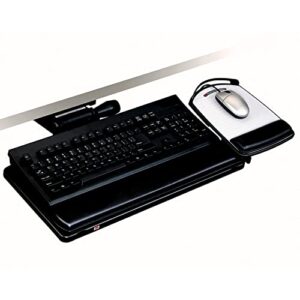 3m easy adjust keyboard tray, adjustable platform, 23-inch track, black (akt150le)