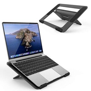 avankin ys104 adjustable aluminum laptop cooling stand for desk, portable holder for ipad book, foldable computer riser with ergonomic height for macbook pro/air, dell, hp and more 9.7-16” notebook